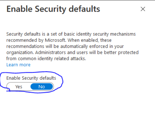 disable security defaults
